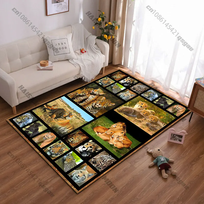 Wild cats family and diversity carpet Yoga living room room decor children's crawling mat doormat area rug games mat