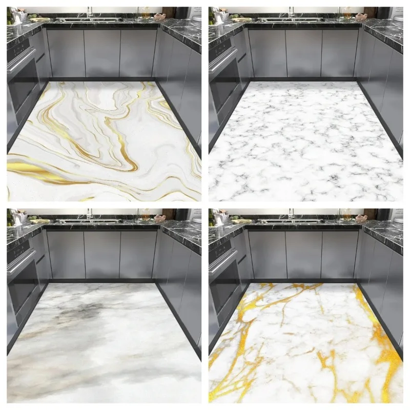 

1 Piece Kitchen Marble Patterned Carpet Large-sized Home Decoration Mat Personalized Pattern Rug Anti Slip Light Luxury Doormat