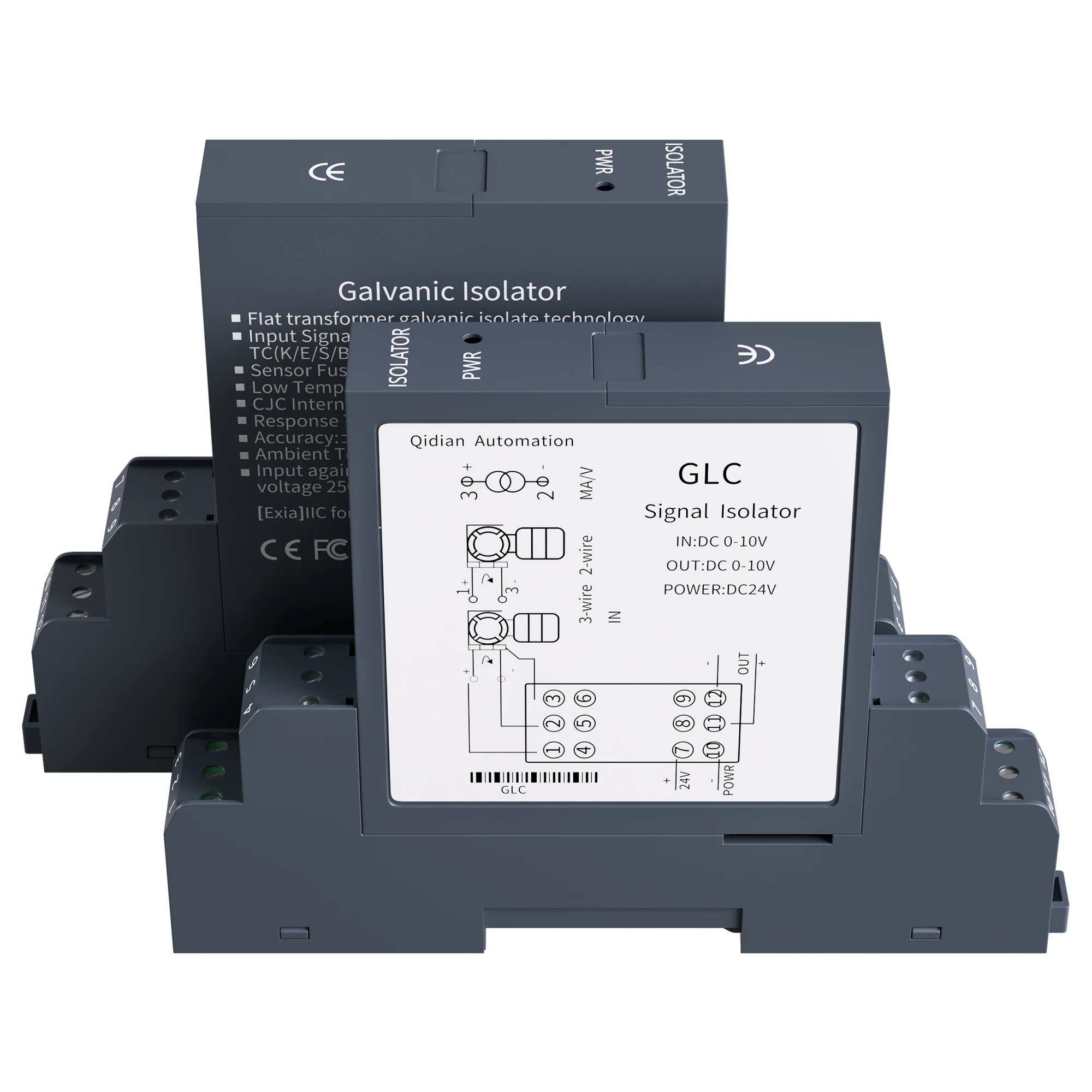 0-10mA 0-5V Input 4-20mA 1-5V Output Low Temperature Drift Signal Isolator 2 In 2 Out 0-75mV to 0-10V Current Signal Isolator