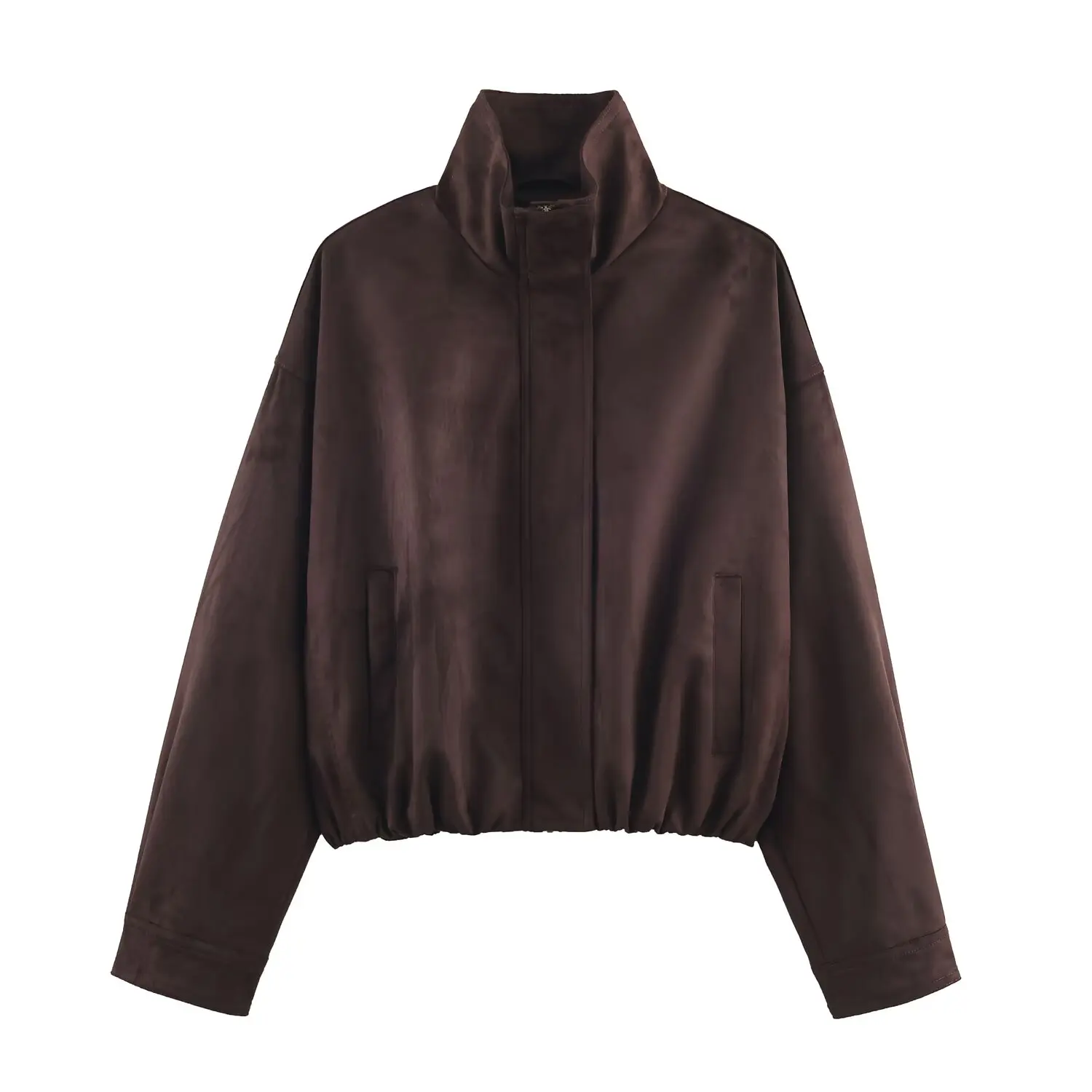 

Autumn Winter New Fashion Suede Texture Bomber Women Jacket Retro Long Sleeve Zipper Coat Female Outerwear