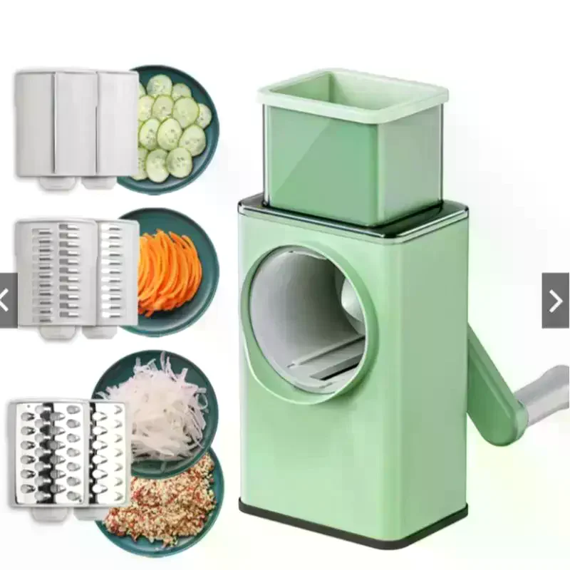 Vegetable Cutter With Stainless Steel Panel Hand Crank Design For Home Kitchen Meal Prep Vegetable Slicing Multifunction