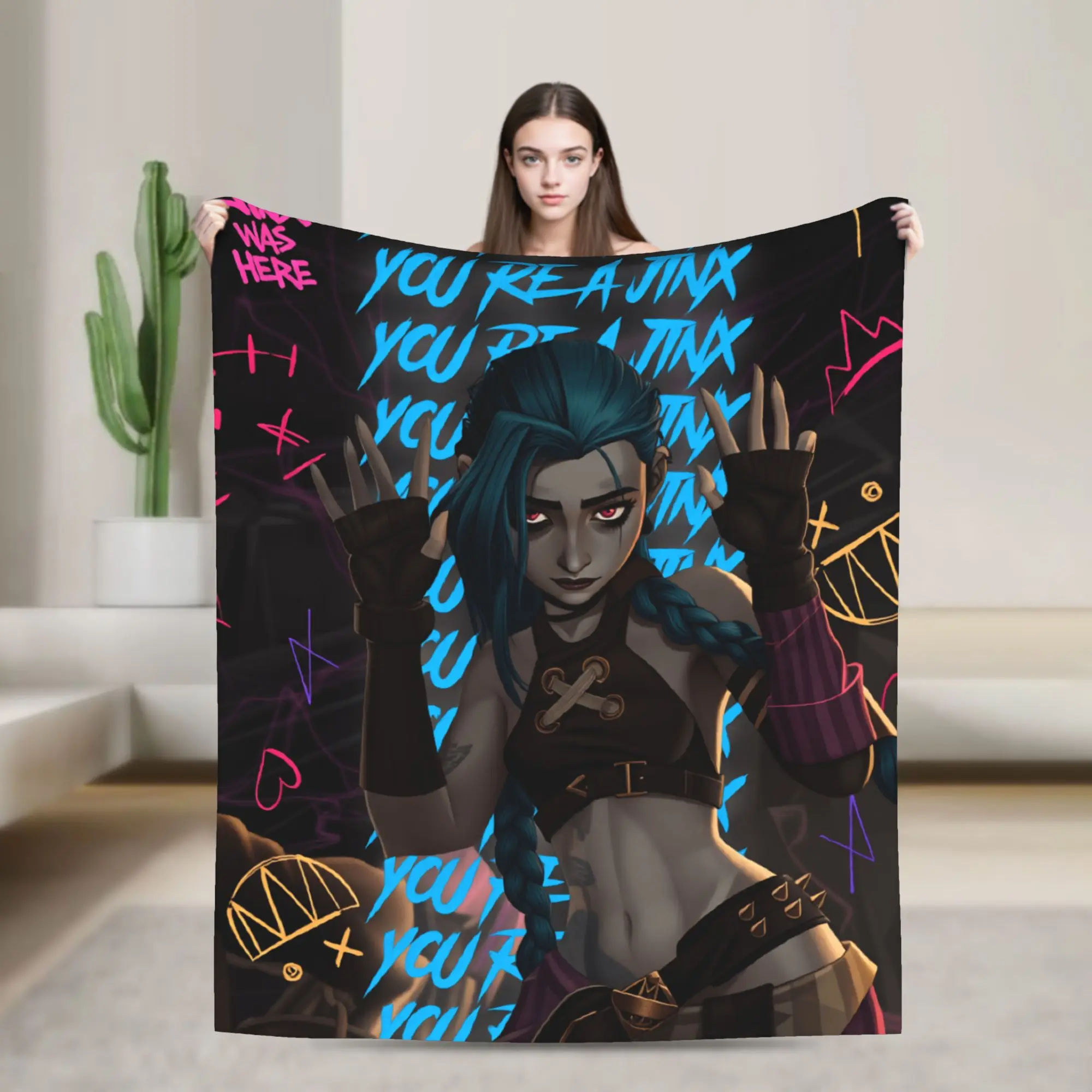 Super Soft Blanket Picnic Arcane Throw Blanket Viktor Jinx Flannel Bedspread For Couch Chair Sofa Bed Fluffy Sofa Bed Cover