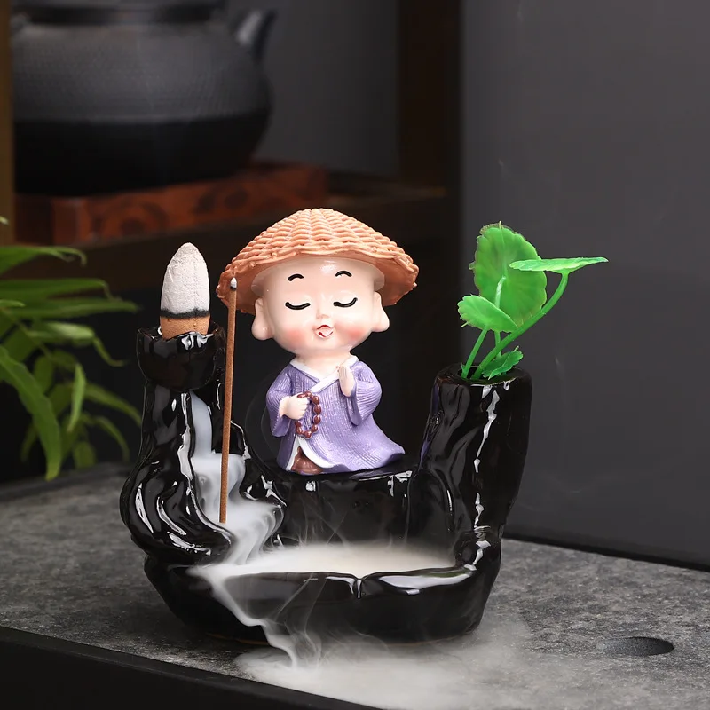 

Backflow Burner Ceramic New Model Ornament Incense Little Monk Mountain and Flowing Water