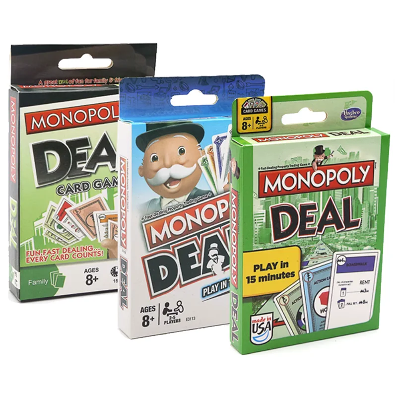 Hasbro Monopoly Deal Blue Box English Version Card Game Family Funny Entertainment Board Games Fun Poker Playing Cards Kids Toys