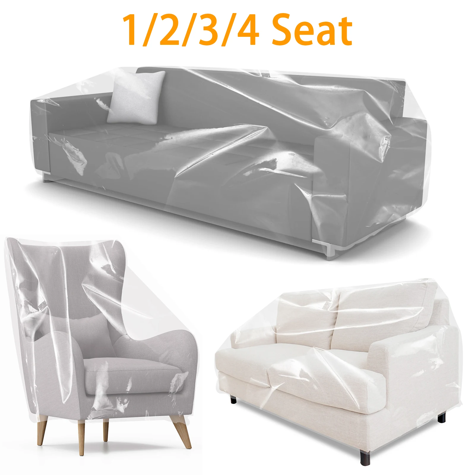 Couch Cover Pet Plastic Cover Transparent Cat Scratch Protector Waterproof Sofa Cover for Protection Against Cat Dog Clawing