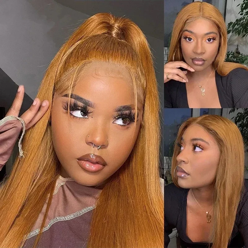 Honey Blonde Lace Front Wig Synthetic Wigs For Women Pre Plucked With Baby Hair Body Wave Blonde Lace Front Wigs 180% Density