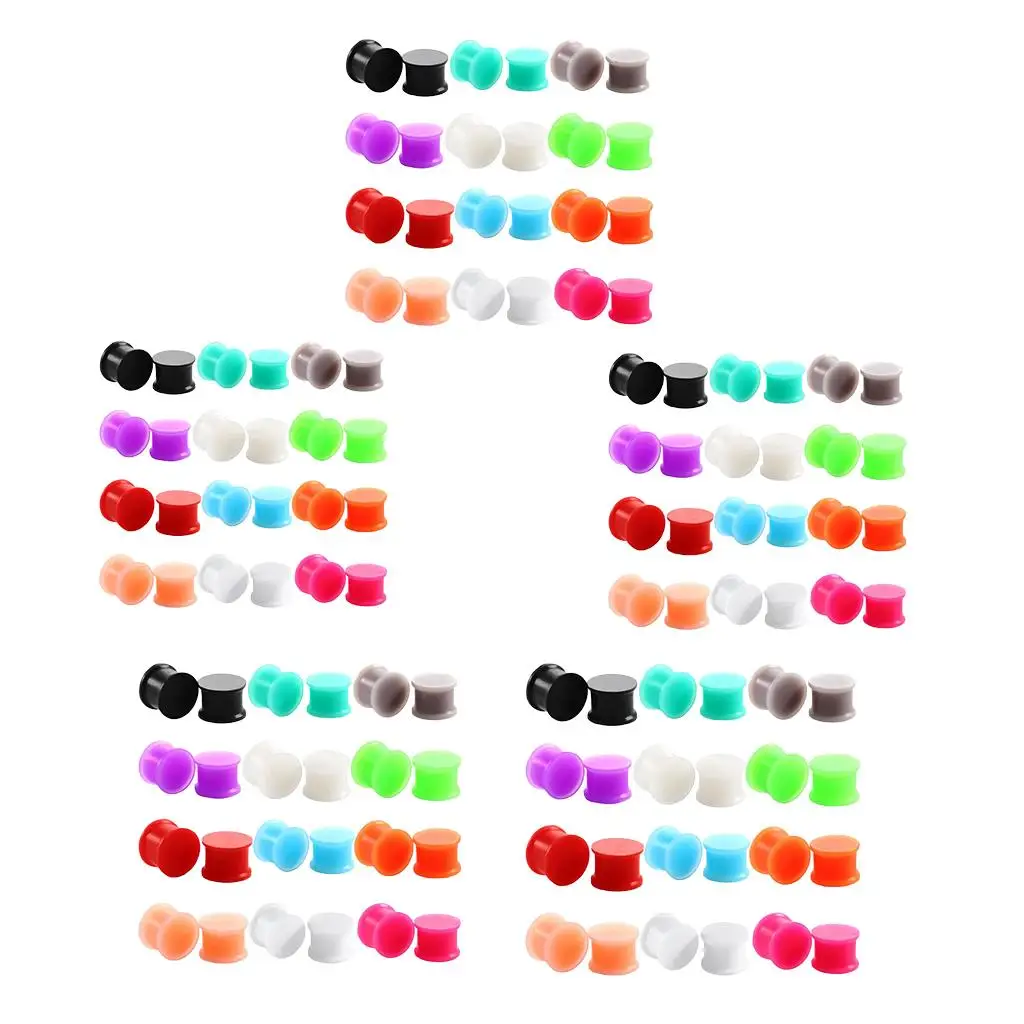 Colorful Silicone Ear Gauges Plugs Saddle Flared Tunnel Kit Body Jewelry for Ear Stretching