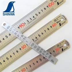 SHINWA High Precision JIS Industrial Grade Stainless Steel Ruler Etched Steel Ruler Warped Head 13131