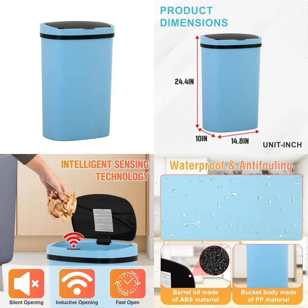 

Automatic Sensor Trash Can - 13 Gallon, 50L Capacity, Stylish Kitchen Garbage Bin for Office, Bedroom, Living Room Use
