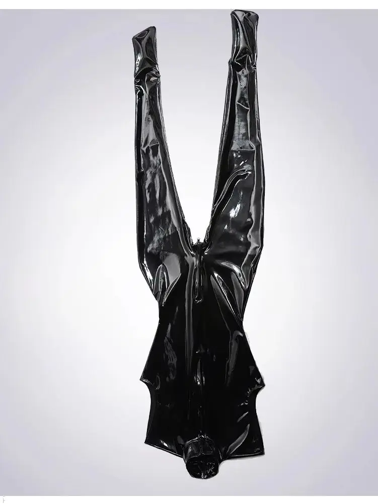 Mirror Latex Ammoni Jumpsuit Convex Crotch Man Sleeveless One-Piece Tights Suitable Outside Seamless Sexy Rubber Stage Bodysuit