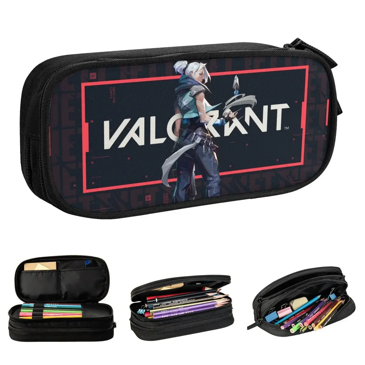 Valorant Shooting Game Pencil Cases New Computer Accessories Pen Bag Student Large Storage Students School Cosmetic Pencilcases