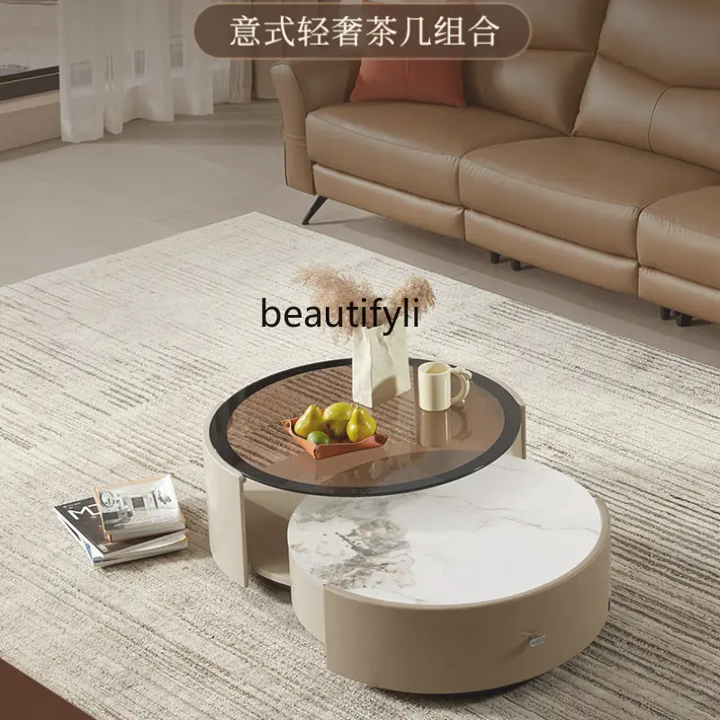 

Small Apartment Light Luxury Stone Plate Coffee Table TV Cabinet Combination Integration coffee table furniture living room