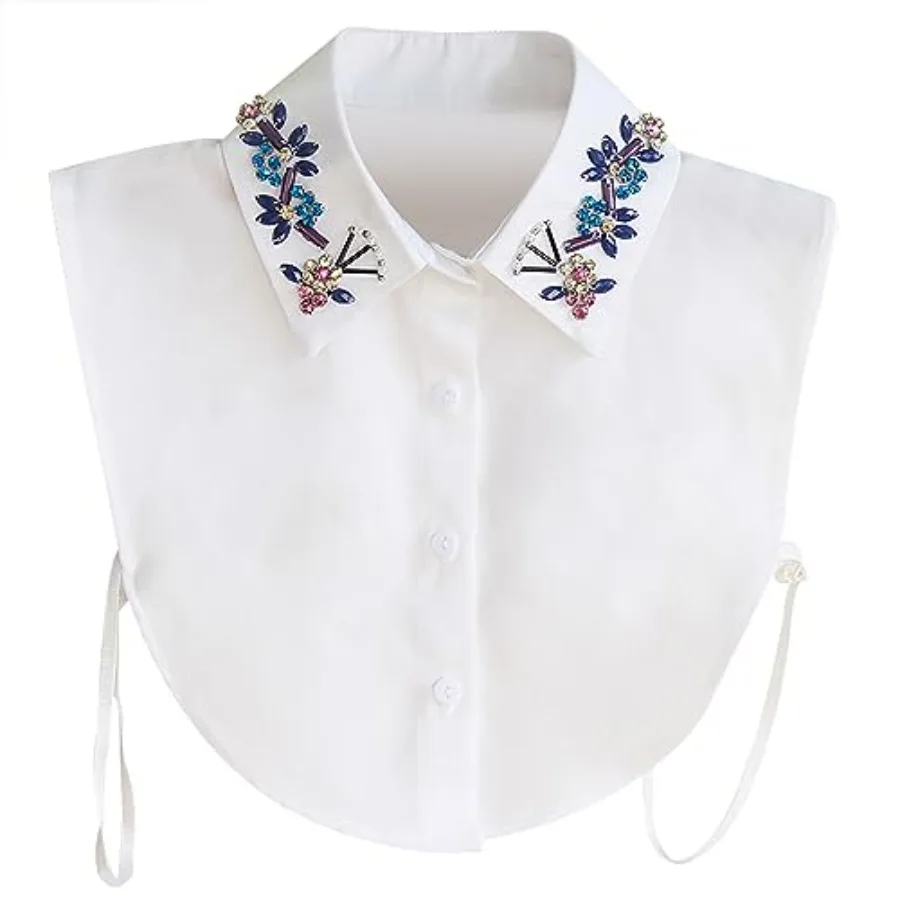 

Joyci Chic Lady's Fake Collar Diamond Crystal Half Blouse False Collar Dickey