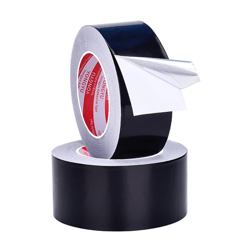 Cinta de papel de aluminio negra, resistente a altas temperaturas, adecuada para HVAC, sellado de conductos de aire, aislamiento, reparación de metales, otros