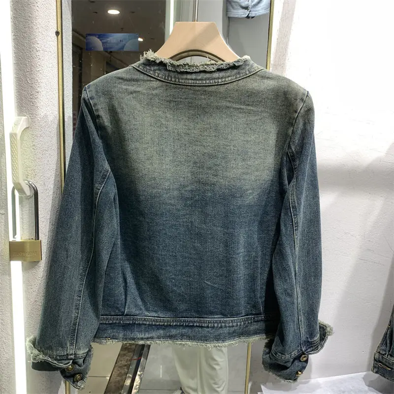 Fried Street Giacche di jeans Capispalla da donna Giacca stile porta con frange larghe e nappe Primavera Autunno Nuova giacca per utensili Cappotto corto Top