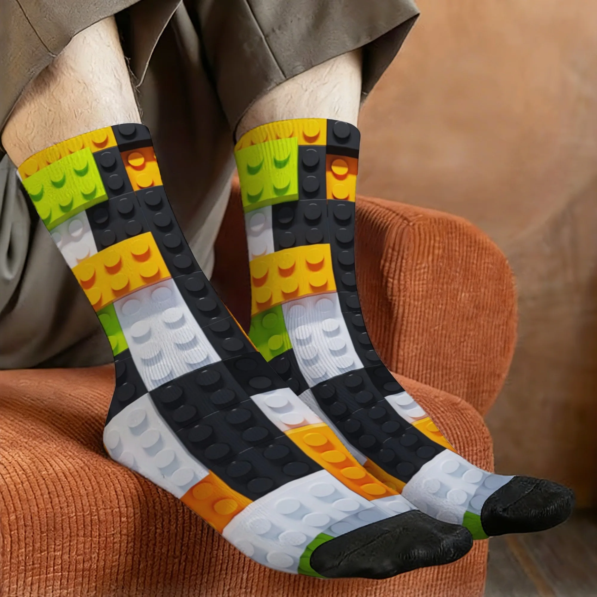 Building Block Socks Soft Comfortable Skin-friendly Men's Socks Outdoor Sports Fitness Street Fashion Trends Happy Holiday Gifts