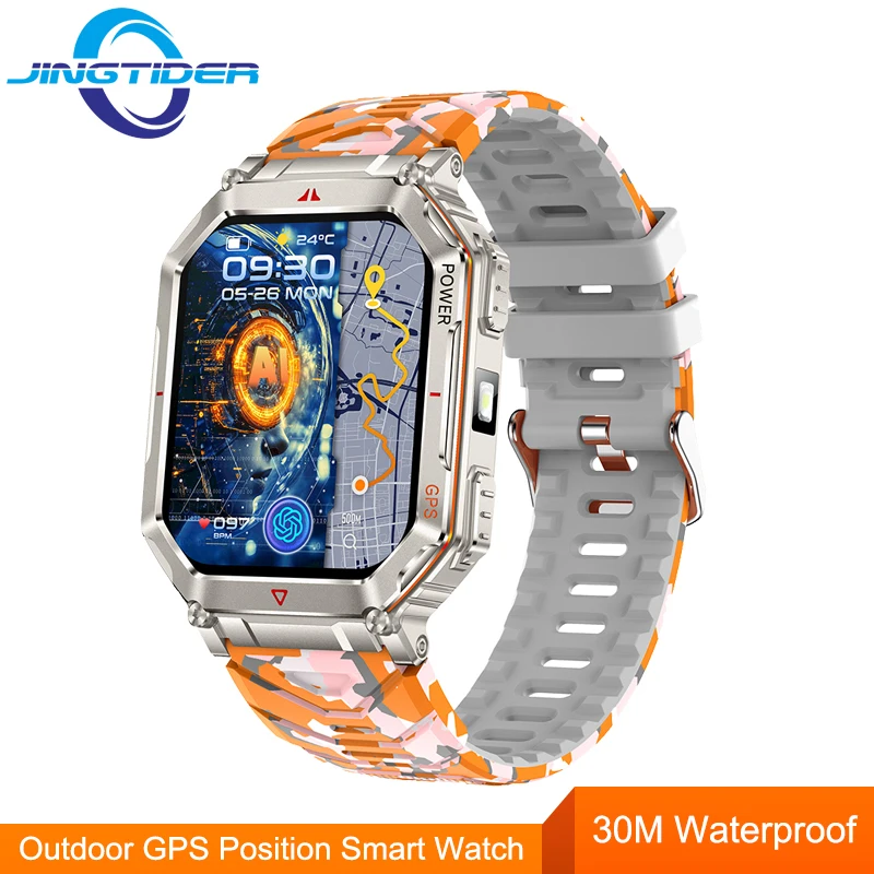 

GPS Positioning Smart Watch Men KR92 Bluetooth Call 3ATM Waterproof Smartwatch Compass Air Pressure Altitude Outdoor Flashlight