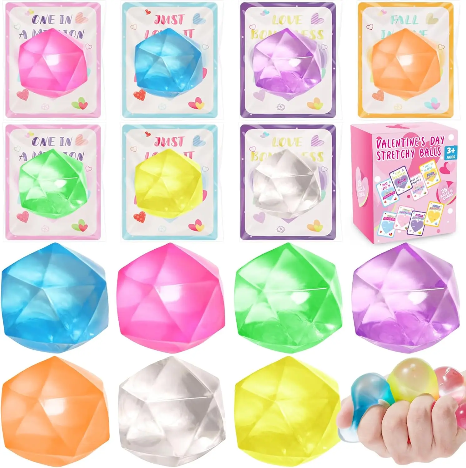 

Набор из 28 антистресс-мячиков ко Дню святого Валентина для детей, мягкие игрушки-фиджеты с карточками-сердечками, сувениры для вечеринок и призы для класса