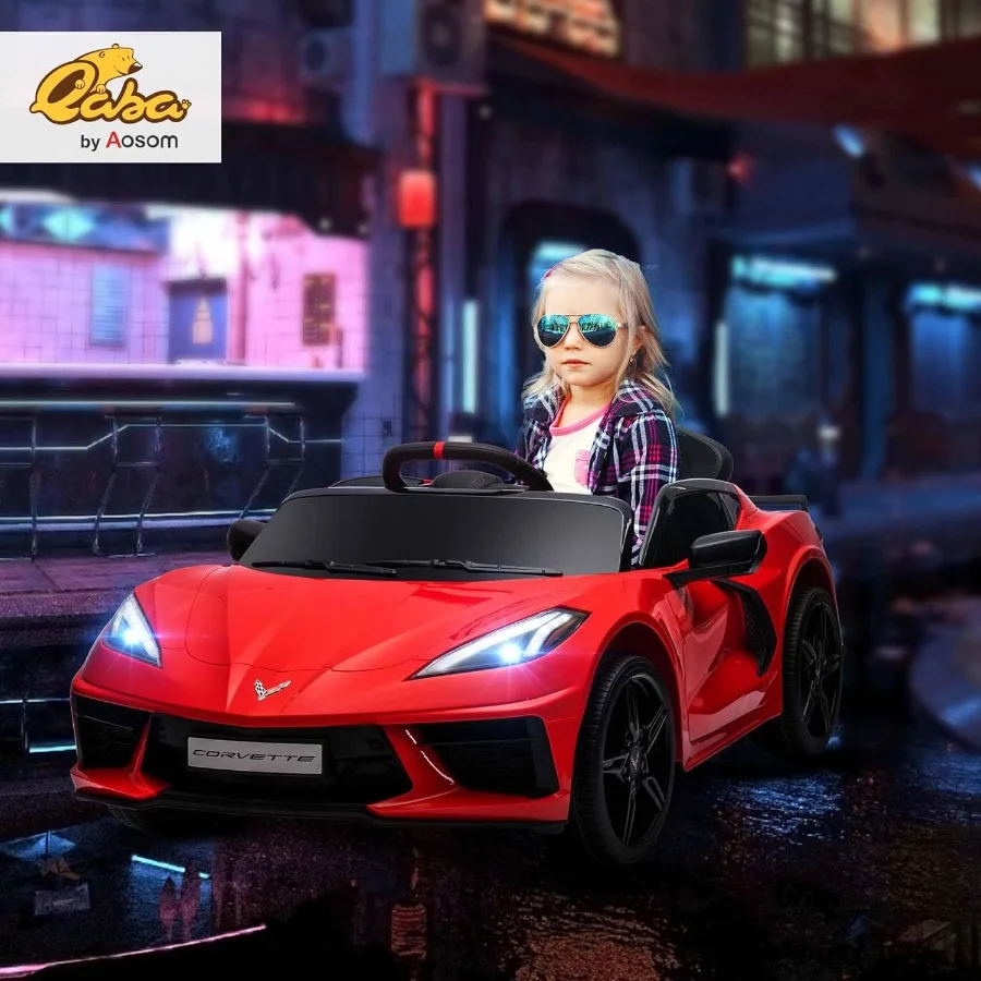 Elektroauto, 12-V-lizenziertes Kinderauto mit Elternfernbedienung, Aufhängungssystem, Scheinwerfer, langsamer Start, Kleinkindfahrt auf dem Auto für