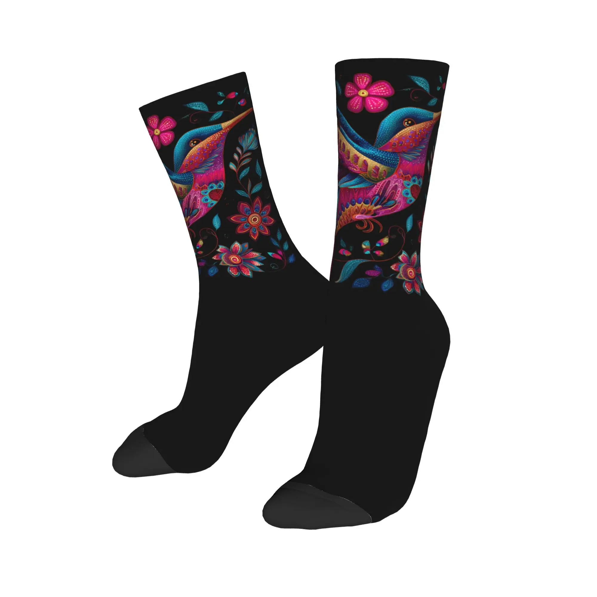 New Male Men Socks Hip Hop Hummingbird Animal Lover Art Tropical Bird Sock Skateboard Women Socks Spring Summer Autumn Winter