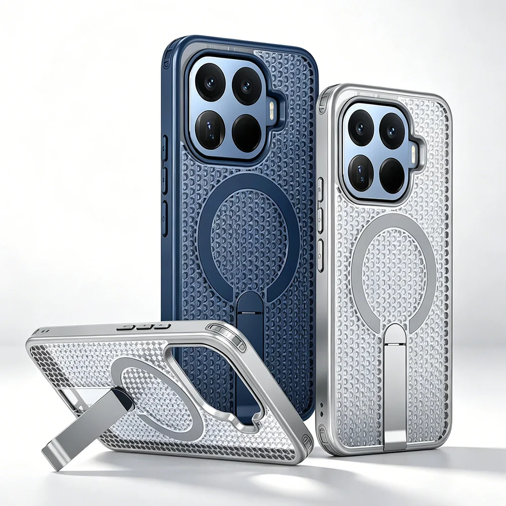 Honeycomb Cooling Stand Holder Magnetic phone Case for Xiaomi 17T Pro Mi 17 Pro Max 15T Pro Mi 14t Armor Full Protective Cover