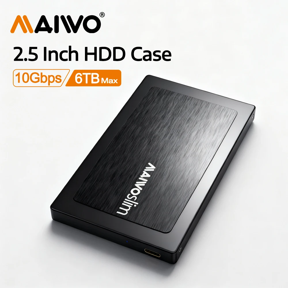 

MAIWO 2,5-дюймовый корпус SATA HDD/SSD, порт Type-c, 10 Гбит/с, алюминиевый внешний жесткий диск для SSD-диска, корпус HDD, поддержка UASP