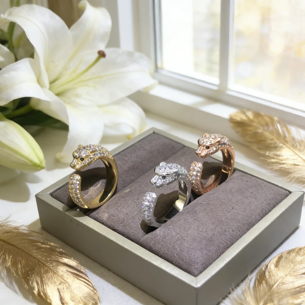 

Коллекция блестящего кольца с головой леопарда и бриллиантами для женщин, милый изысканный подарок на вечеринку