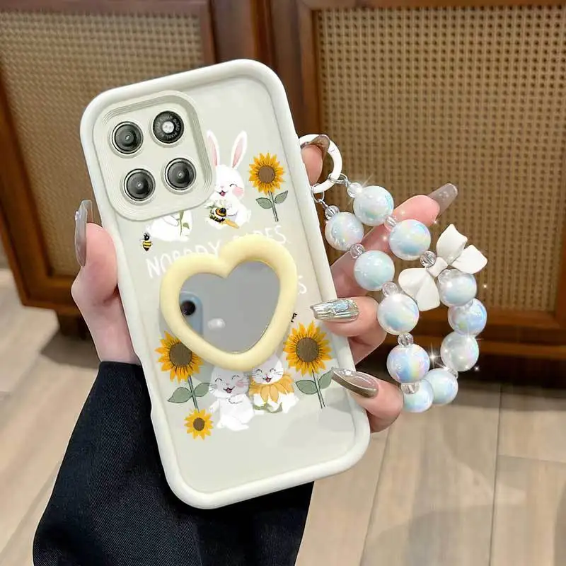 

3 pcs(Happy Rabbit phone Case+Lanyard+Stand)For Moto Edge 60S/50/50F/50 Neo/50 Pro 5G/50 Ultra/60/60F Phone Case