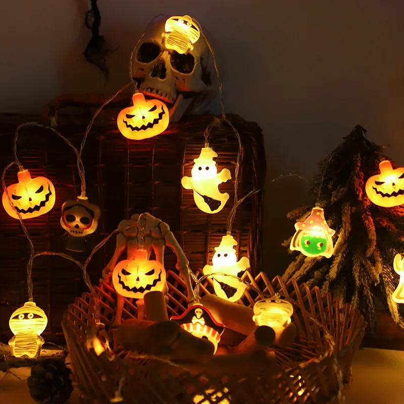 1.5M 10 LED Halloween Pumpkin String Lights, Perfect for Indoor Outdoor Yard Party Decor & Holiday Scene Arrangement