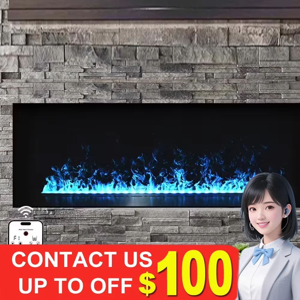 Indoor modern embedded silent water mist electric water fireplace living room humidifier simulated flame3D atomization fireplace