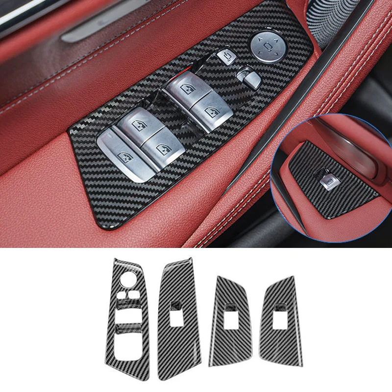 Car Window Glass Lift Switch Panel Armrest Decoration Trim  Accessories for BMW 5 Series G30 525 530li 2018 2019 2020 2021 2022