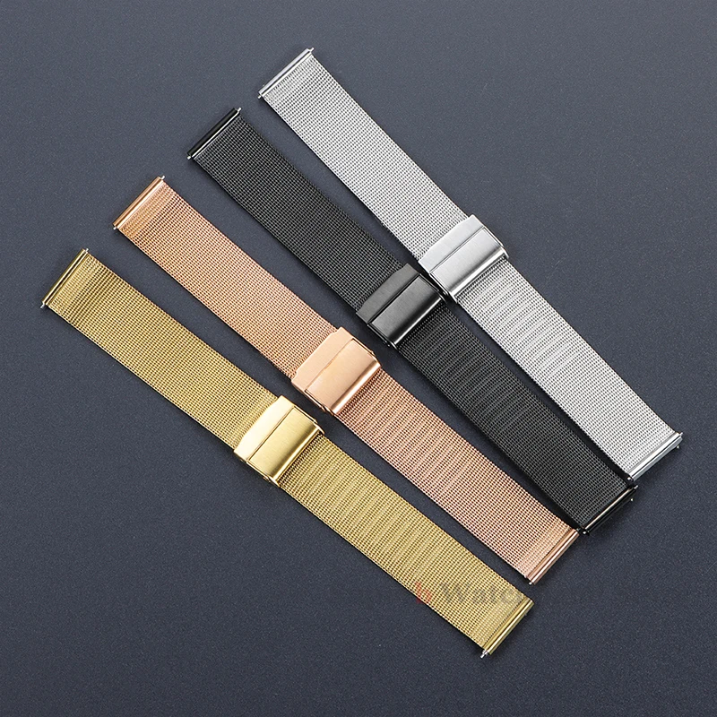 Correa de reloj milanesa de malla de 18mm, 20mm, 22mm y 0,4mm para Huawei Watch GT4/3, correa de acero inoxidable para pulsera de liberación rápida DW