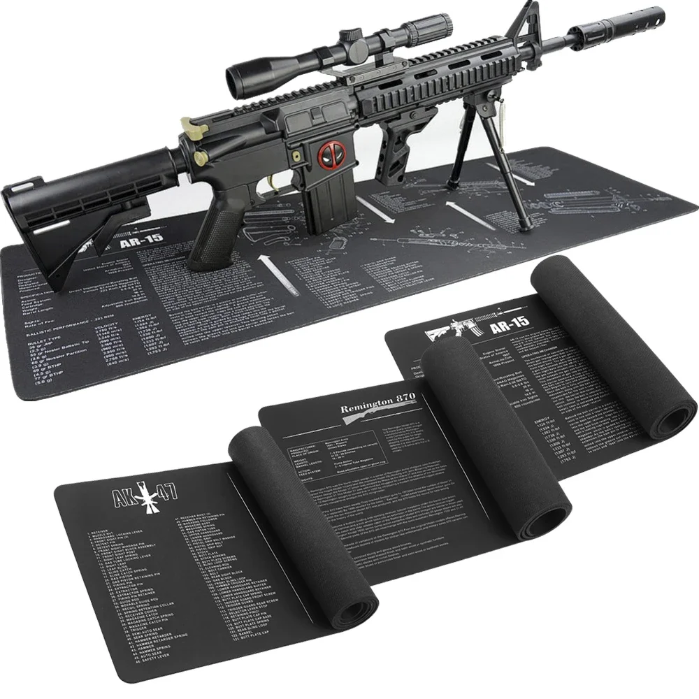 Gun Smith Armorer with Parts Diagram and Instructions Mouse Pad for AR-15 AK47 Remington 870 Cleaning Rubber Mat 36"x12"