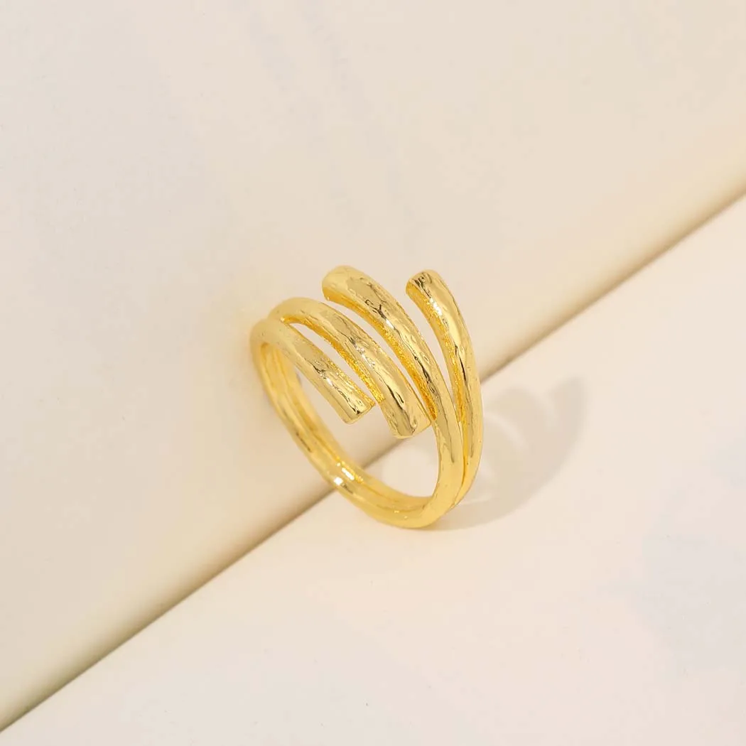 CHENGXUN Irregular Geometric Curve Line Opening Ring Women Adjustable Gothic Gold Plated Female Party Fingers Mother Day Gift