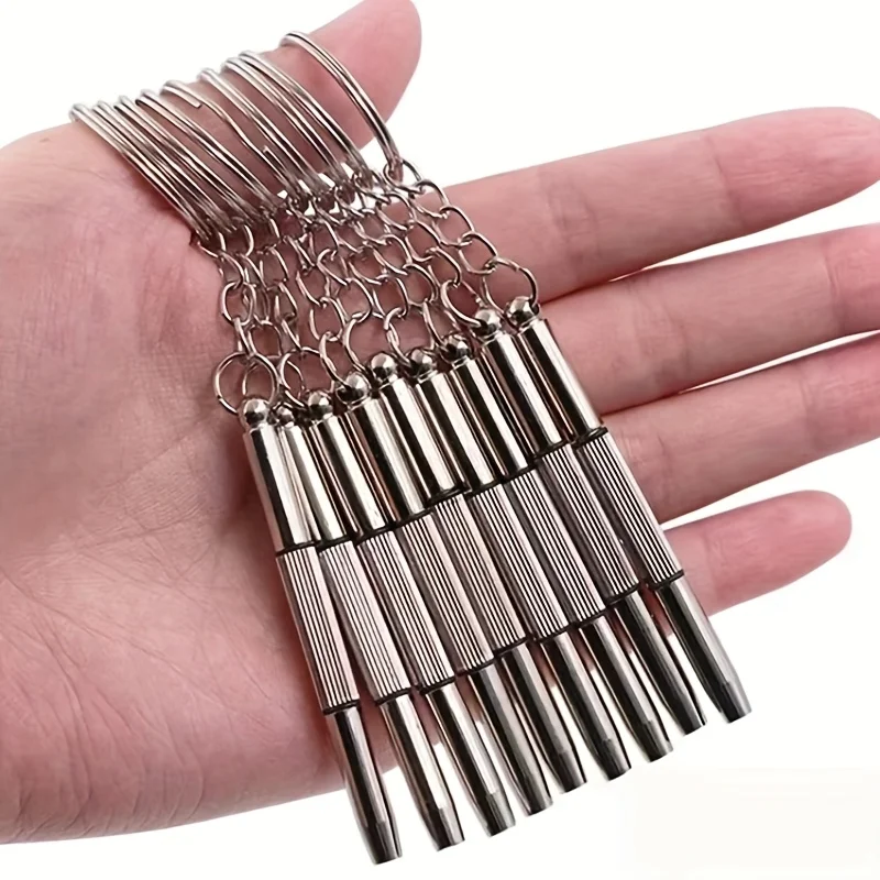10pcs/pack 3-in-1 multifunctional screwdriver keychain, metal key pendant