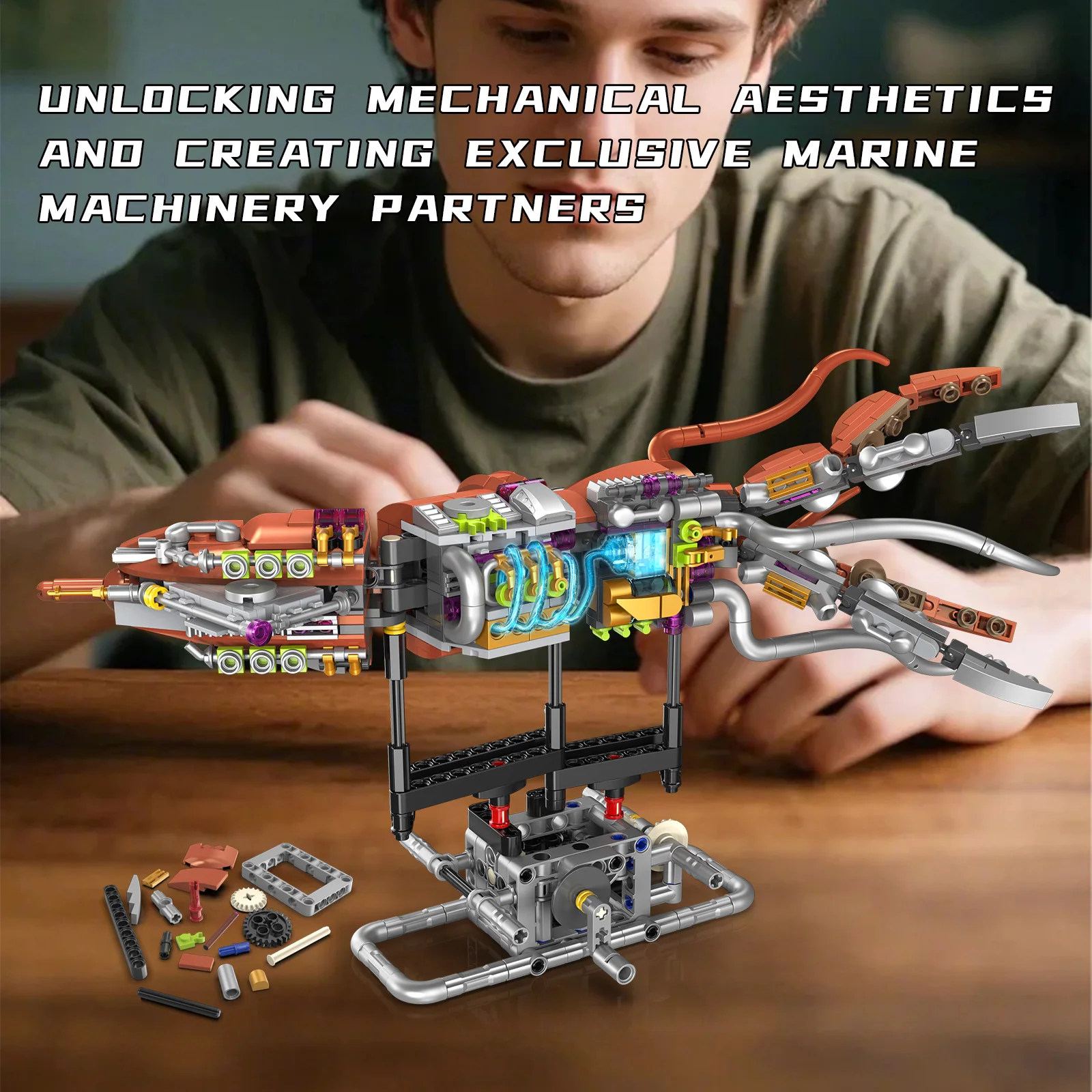 الحيوانات البحرية الميكانيكية اللبنات مجموعة الحبار المفاصل المنقولة الجذعية لعبة تعليمية للأطفال الكبار تجميع الحلي الهدايا #3