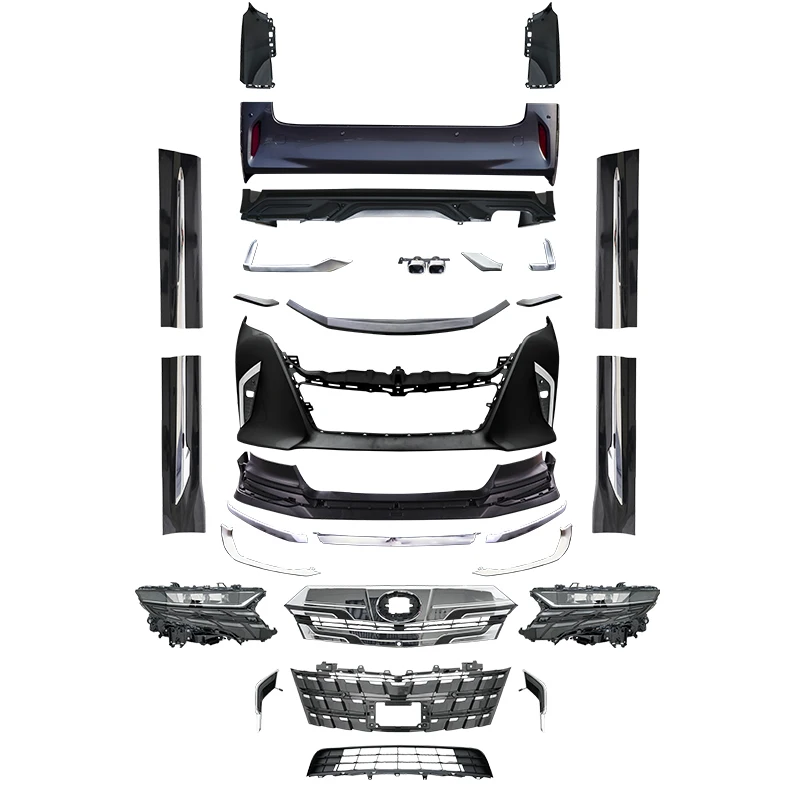 

Suitable for Toyota Elfawell 30 Series to 40 Series body kit front and rear enveloping side skirt headlights