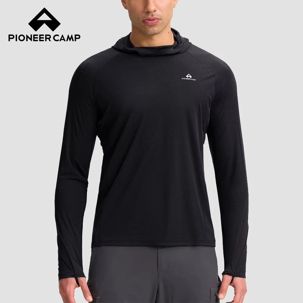 Pioneer Camp Rash Guard for Men Ultra Lightweight Long Sleeve Sun Protection Hoodie Shirts Quick Dry Hiking Fishing Running