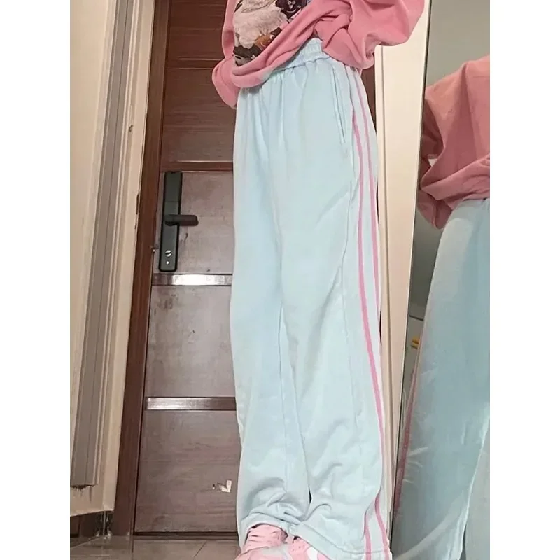 Deeptown Y2k Casual Sport Sweatpants Women Kpop Oversize Striped Baggy Korean Fashion Jogger Pants Autumn Wide Cutecore Hippie