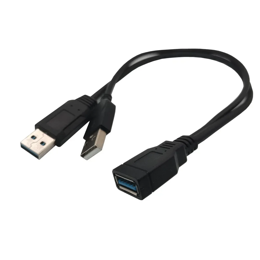1 Female to 2 Male Extension Cord USB 3.0 Splitter Y Cable Power Adapter Converter for PC Car Data Transmission Charging