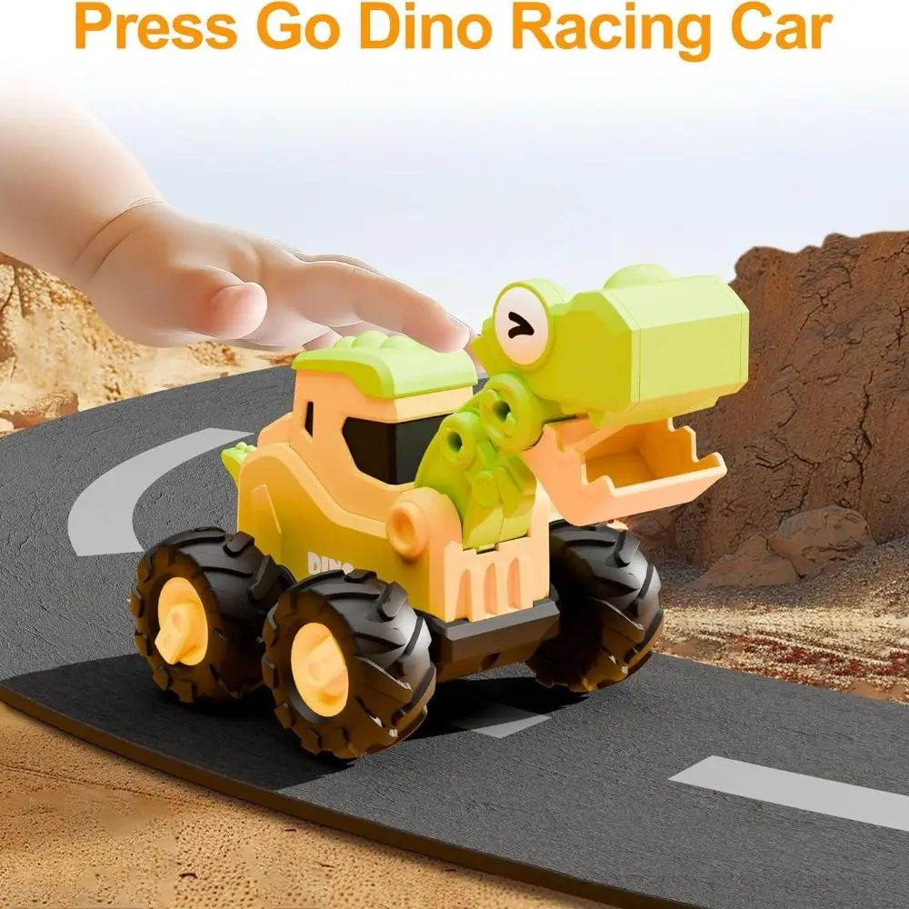 Coche de juguete de plástico para niños, rompecabezas, habilidades manuales, modelo de coche de ingeniería de dinosaurios, colección educativa