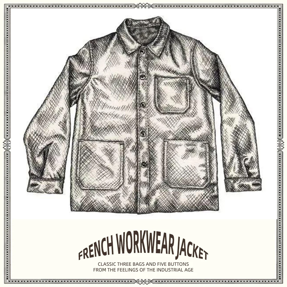Französisch Retro Werkzeug Jacke Männer Schwere Cord Vintage Revers Multi Taschen Workwear Jacke Winter Feste Beiläufige Strickjacke Mantel Top – Detail 2