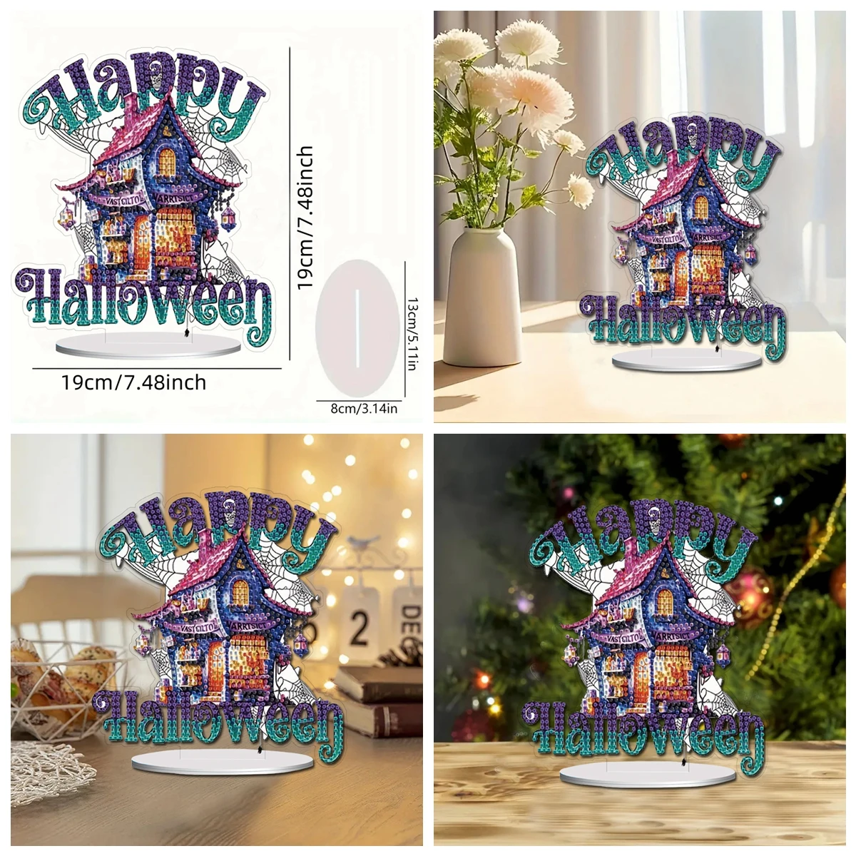 1pc/set DIY Special Shape Diamond Painting Halloween Table Decoration One Sided Acrylic Diamond Art Halloween Ornaments