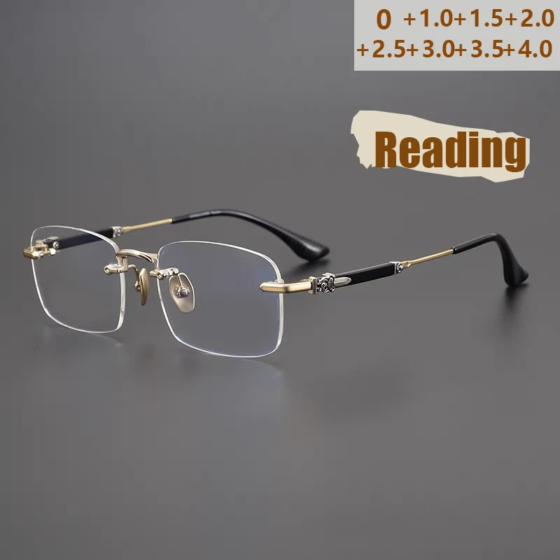 Neue Retro Rahmenlose Business Rahmen Hd Lesebrille männer Quadratischen Rahmen Anti-blau Licht Lesebrille Für Ältere MenschenJH262