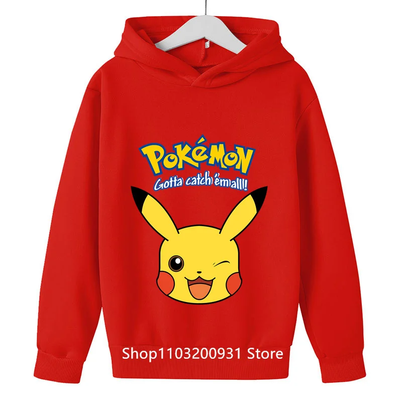 Pokemon Hoodie Kids Fashion Children Baby Boys Clothes Pikachu Sweatshirt Children Tops Girls Clothing Sweater Hot 3-14 Years