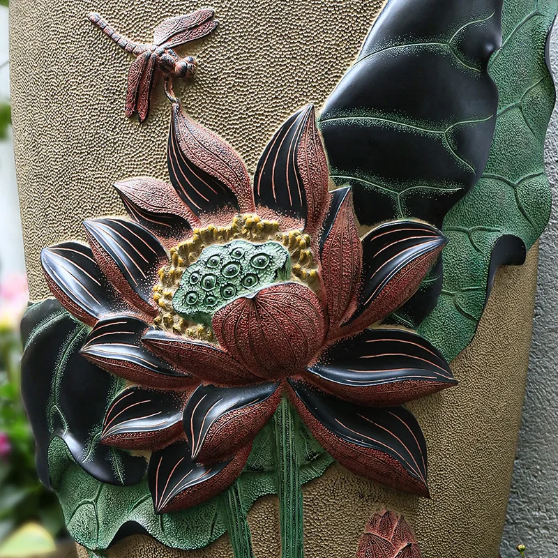 Courtyard Garden Outdoor Integrated Floor-Standing Wash Basin New Chinese Art round Column Wash Basin