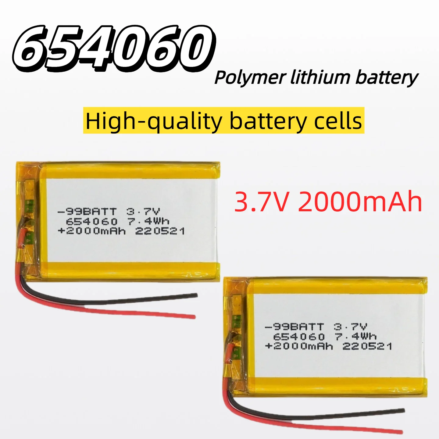 

654060 3.7V 2000mAh Rechargeable Polymer Lithium Battery Heat Resistant Gloves Purifier GPS Navigator Special Lithium Battery