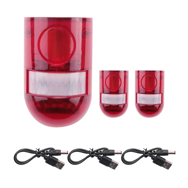 -ABPU 3 حزمة ضوء ستروب بالطاقة الشمسية مع إنذار مستشعر الحركة 129DB صفارة إنذار أمن الصوت IP65 مقاومة للماء لحديقة ساحة المزرعة في الفيلا