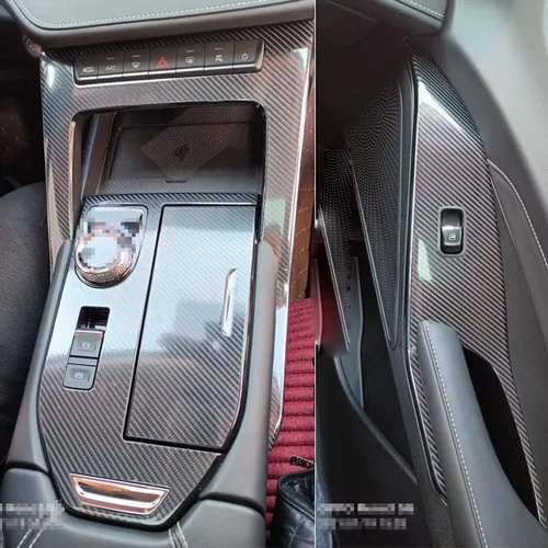 Imagen 2 del producto 3D/5D fibra de carbono Interior del coche consola central cubierta cambio de Color pegatinas de moldura calcomanías para Haval H6 2021-2023 3.