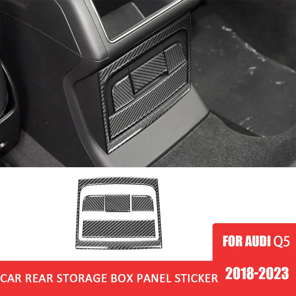 

Car Rear Storage Box Panel Trim Sticker Carbon Fiber Decoration Cover for Audi Q5 2018-2023 Auto Interior Accessories